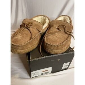 NWT Lamo MOCS SLIP-ON Chestnut Brown Suede FURRY LINING Slippers Men's 9 COMFY